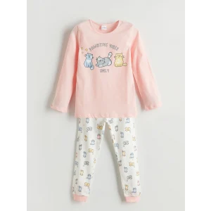 LCW Kids Pembe Bisiklet Yaka Kız Çocuk Pijama Takımı