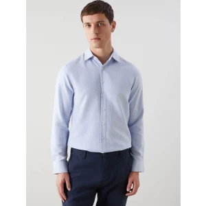 LCWAIKIKI Formal Mavi Slim Fit Uzun Kollu Armürlü Erkek Gömlek