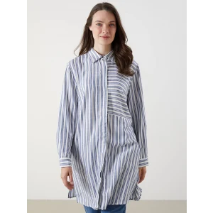 LCW Grace Mavi Çizgili Kadın Gömlek Tunik