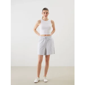XSIDE Gri Beli Lastikli Kadın Şort