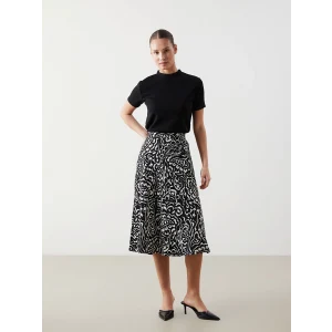 LCWAIKIKI Classic Siyah Beli Lastikli Desenli Kadın Etek