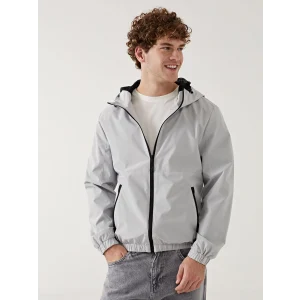 XSIDE Gri Standart Kalıp Kapüşonlu Erkek Yağmurluk