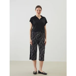 LCW Grace Siyah Beli Lastikli Çiçekli Kadın Kapri