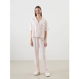 LCW DREAM Pembe Gömlek Yaka Baskılı Kadın Pijama Takımı