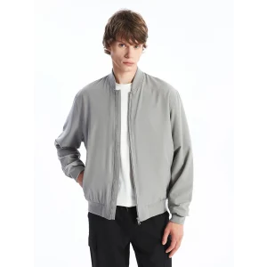 XSIDE Gri Standart Kalıp Kolej Yaka Erkek Bomber Mont