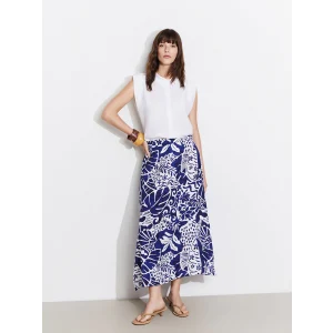 LCWAIKIKI Classic Mavi Beli Lastikli Çiçekli Kadın Etek