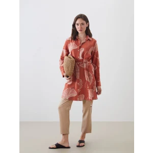 LCWAIKIKI Classic Kirmizi Desenli Kadın Gömlek Tunik