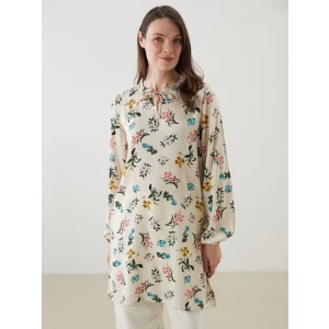 LCW Grace Bej Bağlamalı Yaka Çiçekli Kadın Tunik