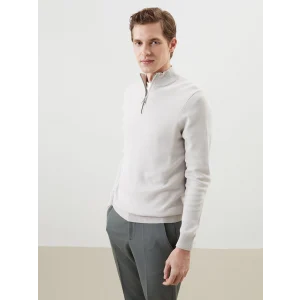 LCWAIKIKI Classic Bej Dik Yaka Uzun Kollu Erkek Triko Kazak