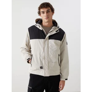 XSIDE Bej Rahat Kalıp Kapüşonlu Erkek Orta Kalın Mont