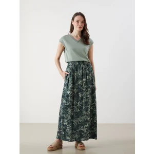 LCW Grace Yeşil Beli Lastikli Çiçekli Kadın Etek