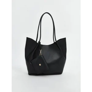 LCW ACCESSORIES Siyah Deri Görünümlü Kadın Omuz Çantası