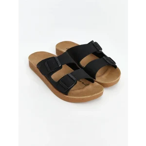 LCW STEPS Siyah Çift Bantlı Kadın Terlik