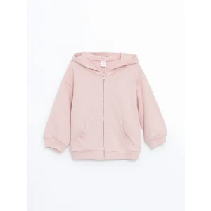LCW Kids Pembe Kapüşonlu Kız Bebek Fermuarlı Sweatshirt