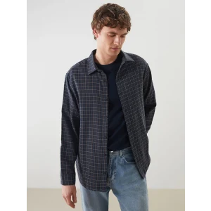 LCW Vision Lacivert Rahat Kalıp Uzun Kollu Ekose Erkek Gömlek