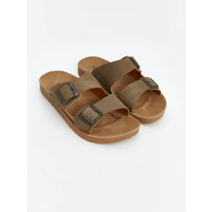 LCW STEPS Kahverengi Çift Bantlı Kadın Terlik