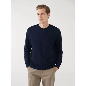 LCWAIKIKI Classic Lacivert Bisiklet Yaka Uzun Kollu Erkek Sweatshirt