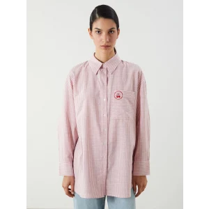 LCW Modest Pembe Kiraz Nakışlı Oversize Kadın Gömlek Tunik
