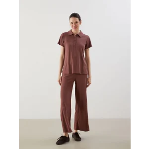 LCWAIKIKI Classic Kahverengi Beli Lastikli Geniş Paça Kadın Pantolon