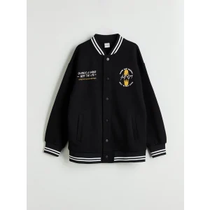 LCW Kids Siyah Baskılı Erkek Çocuk Kolej Ceket