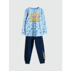 LCW Kids Mavi Bisiklet Yaka Erkek Çocuk Pijama Takımı