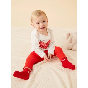 LCW baby Ekru Bisiklet Yaka Kız Bebek Pijama Takımı