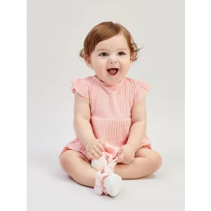 LCW baby Pembe Bisiklet Yaka Dokulu Kız Bebek Bluz ve Şort 2li