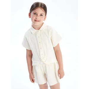 LCW Kids Ekru Basic Kız Çocuk Müslin Gömlek