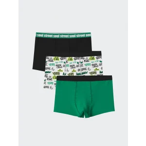 LCW Kids Beyaz Baskılı Erkek Çocuk Boxer 3lü