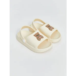 LCW STEPS Ekru Ayı Baskılı Kız Bebek Terlik