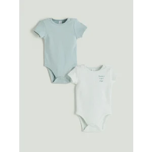 LCW baby Mavi Baskılı Erkek Bebek Çıtçıtlı Body 2li