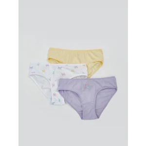 LCW Kids Beyaz Baskılı Kız Çocuk Külot 3lü