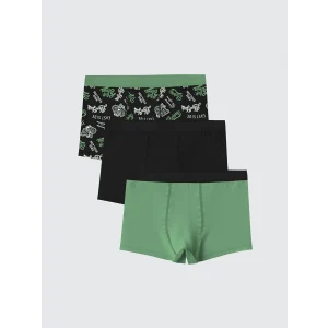 LCW Kids Siyah Baskılı Erkek Çocuk Boxer 3lü