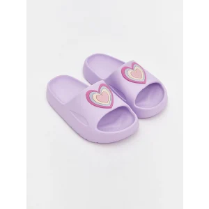 LCW STEPS Lila Kalp Baskılı Kız Çocuk Terlik