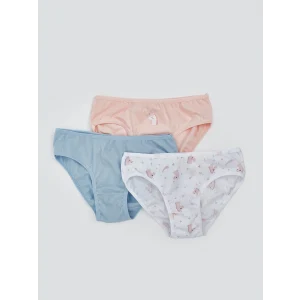 LCW Kids Beyaz Baskılı Kız Çocuk Külot 3lü