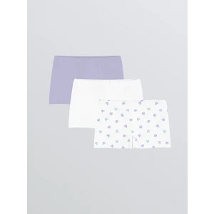 LCW Kids Beyaz Baskılı Kız Çocuk Boxer 3lü