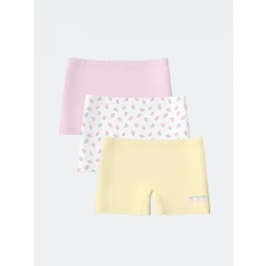 LCW Kids Ekru Baskılı Kız Çocuk Boxer 3lü