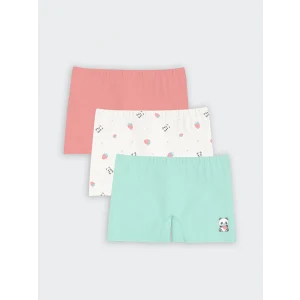 LCW Kids Mavi Baskılı Kız Çocuk Boxer 3lü