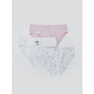 LCW Kids Beyaz Çiçekli Kız Çocuk Külot 3lü