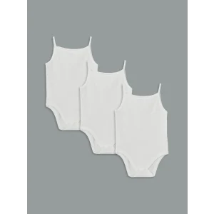 LCW baby Ekru Organik Kumaş Kız Bebek Çıtçıtlı Bodysuit 3lü