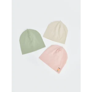LCW baby Pembe Basic Pamuklu Kız Bebek Bere 3lü