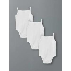 LCW baby Ekru Organik Kumaş Kız Bebek Çıtçıtlı Bodysuit 3lü