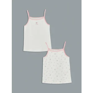 LCW Kids Ekru Kare Yaka Kız Çocuk Atlet 2li