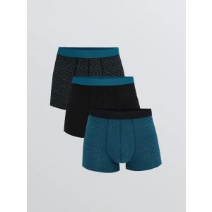 LC WAIKIKI Petrol Standart Kalıp Pamuklu Esnek Erkek Boxer 3lü