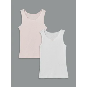 LCW Kids Beyaz Bisiklet Yaka Kız Çocuk Atlet 2li