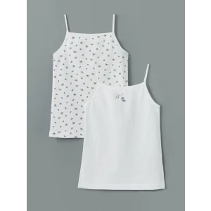 LCW Kids Beyaz Kare Yaka Kız Çocuk Atlet 2li