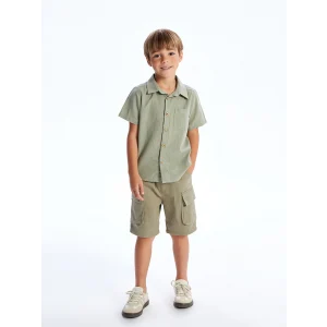 LCW Kids Yeşil Basic Cepli Erkek Çocuk Poplin Gömlek