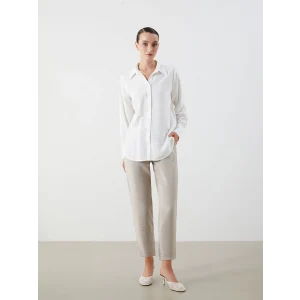 LCWAIKIKI Classic Bej Beli Lastikli Havuç Kesim Kadın Pantolon