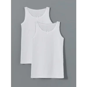 LCW Kids Beyaz Bisiklet Yaka Kız Çocuk Atlet 2li