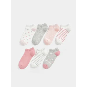 LCW Kids Ekru Desenli Kız Çocuk Patik Çorap 7li